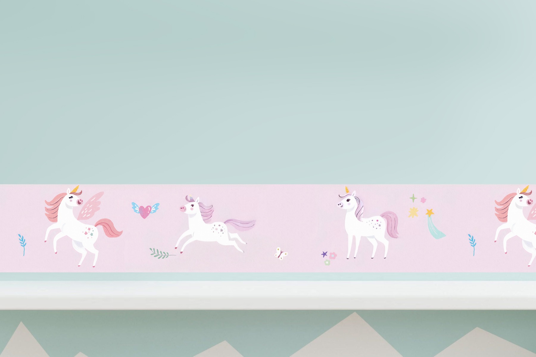 Wandtattoo - Einhorn / LavendelBlush / Grenzaufkleber