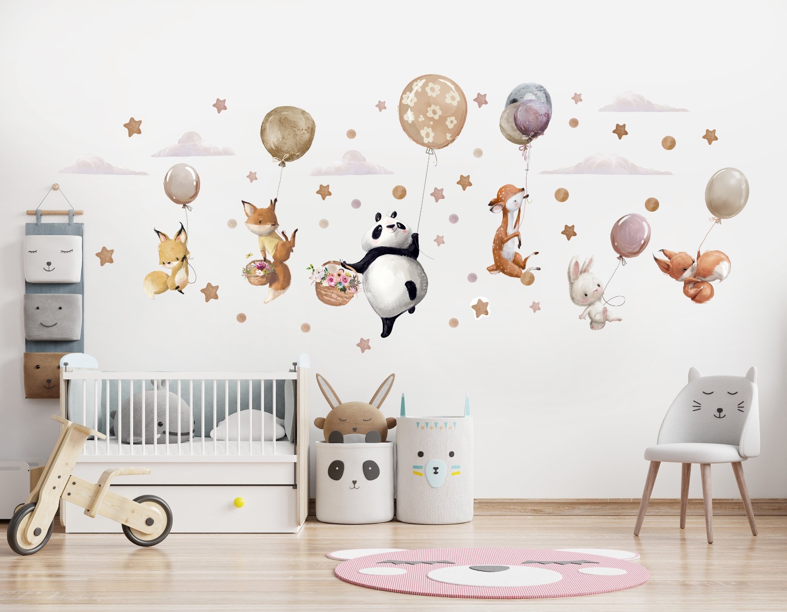 Wandtattoo - Tiere und Luftballons / Beige