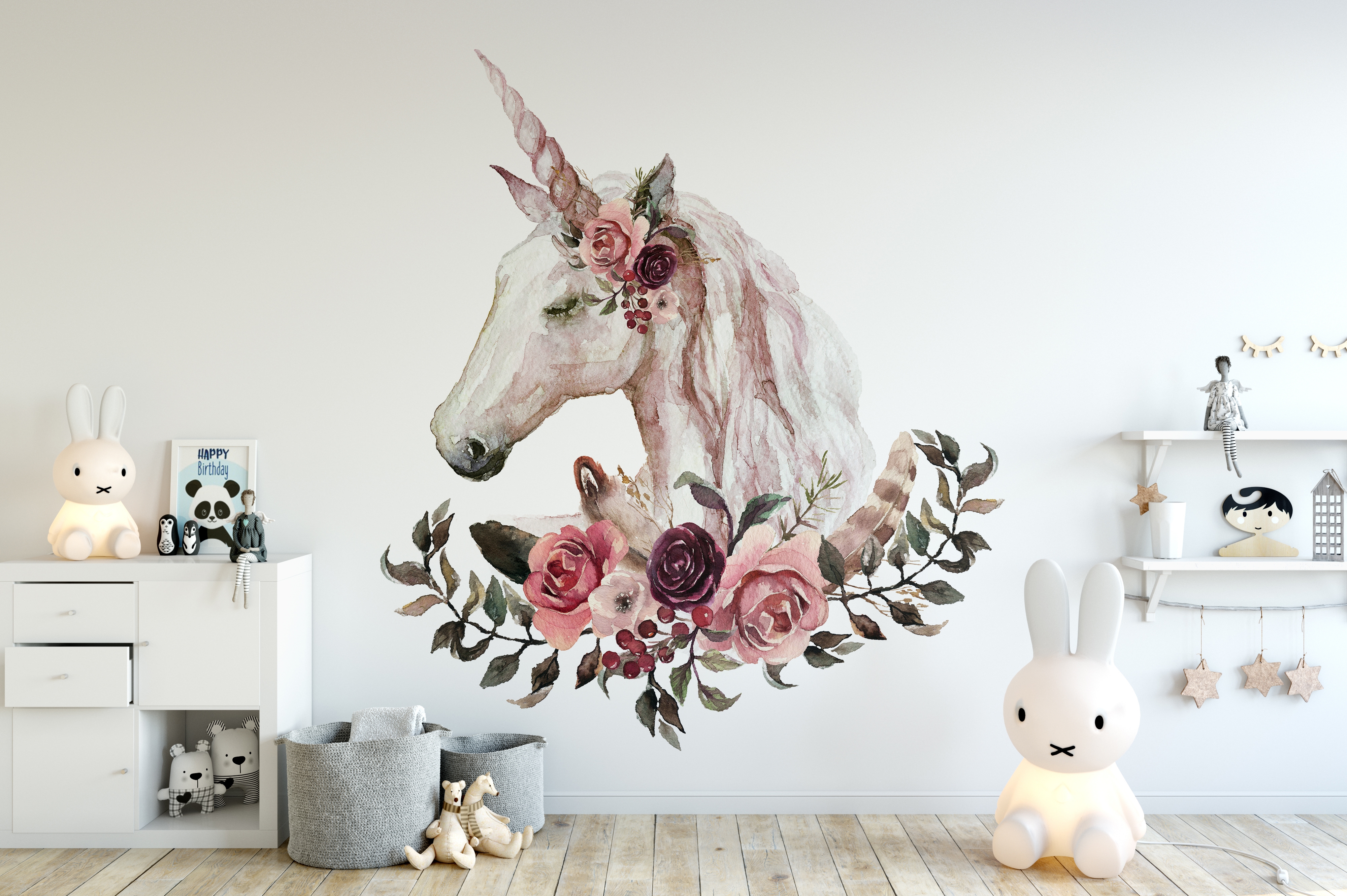 Wandtattoo - Einhorn mit Blumen