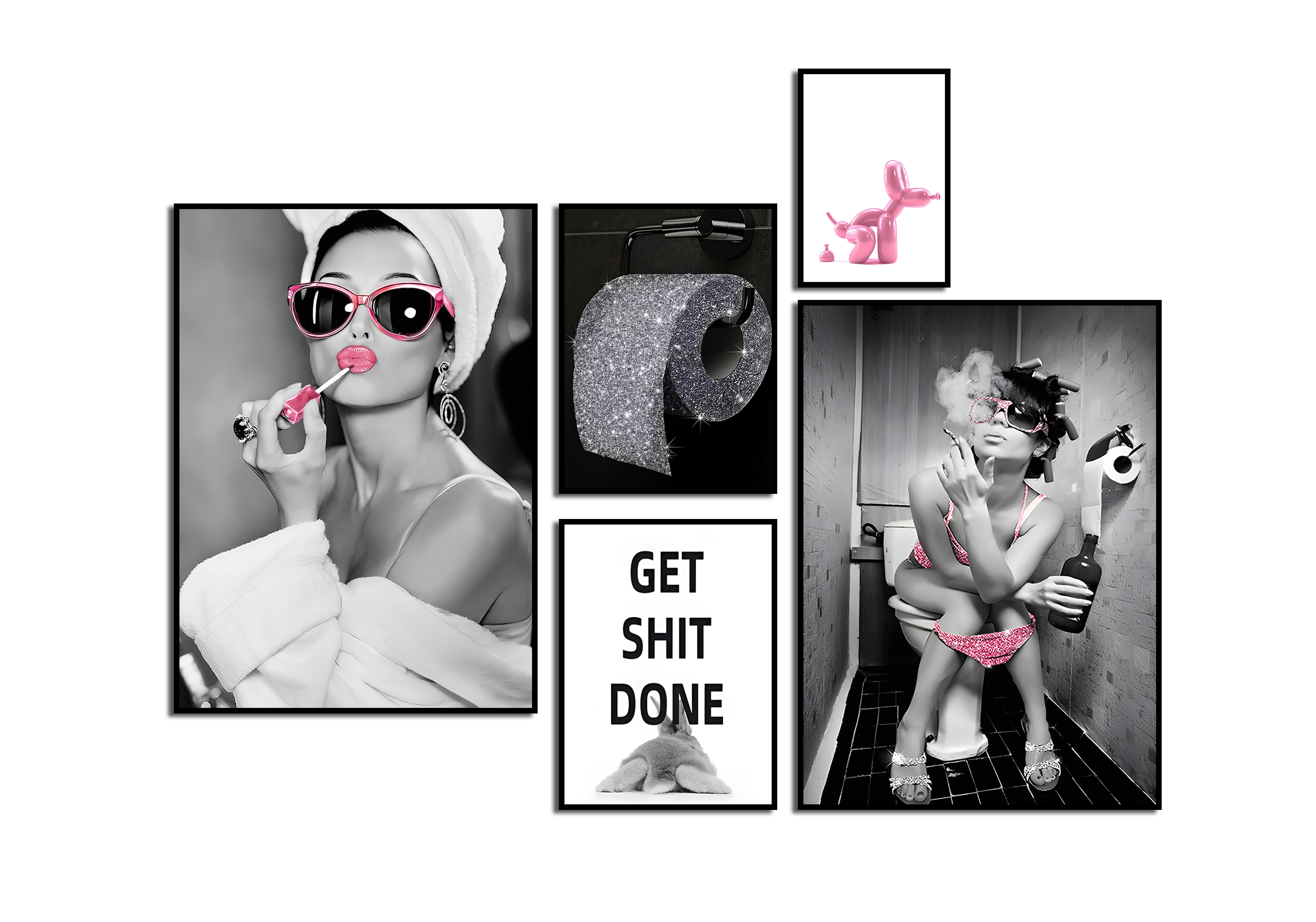 Plakate - Frauenkunst für Badezimmer / 5er-Set