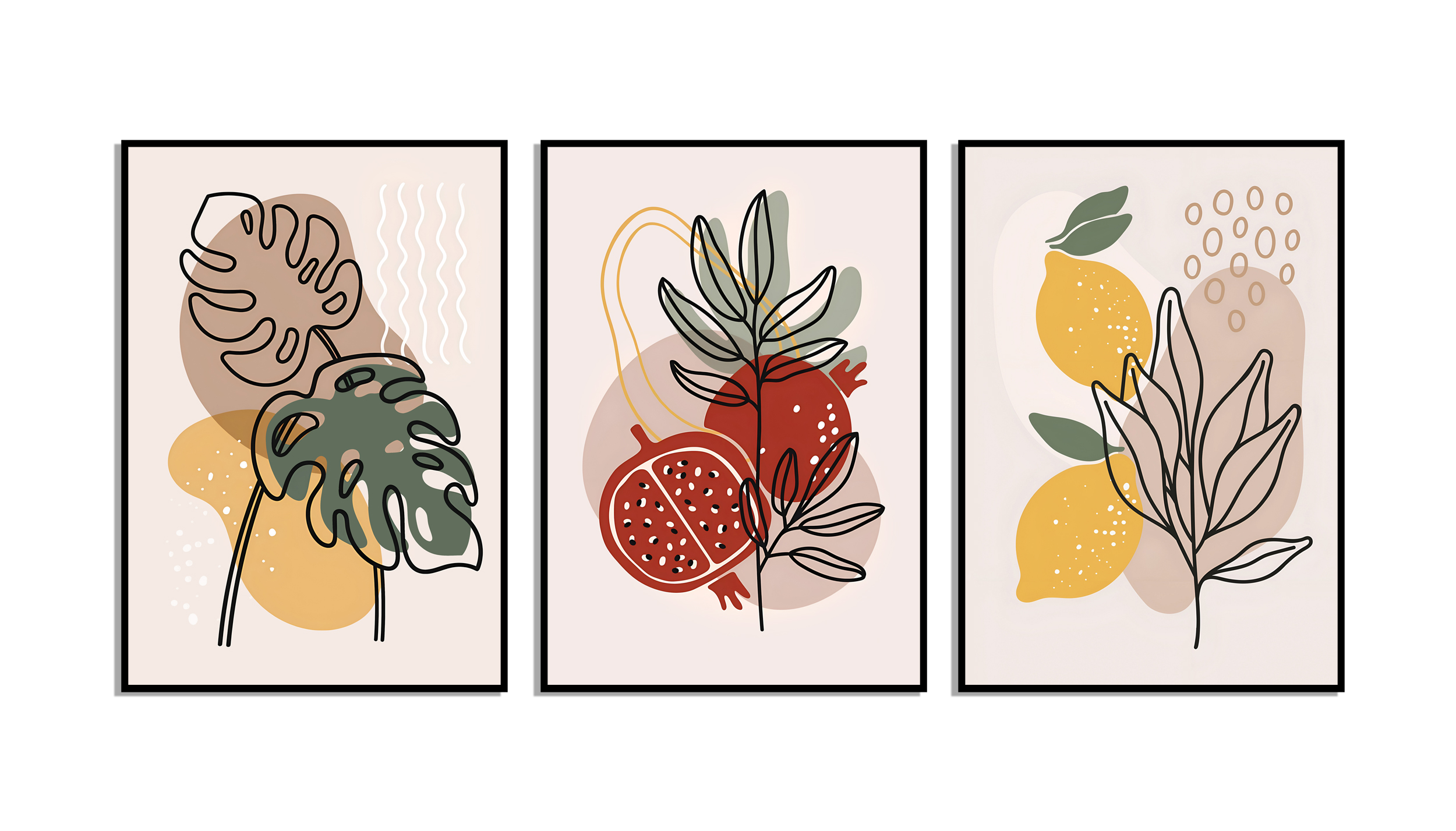Poster - Granatapfel und Zitrone  / 3er-Set