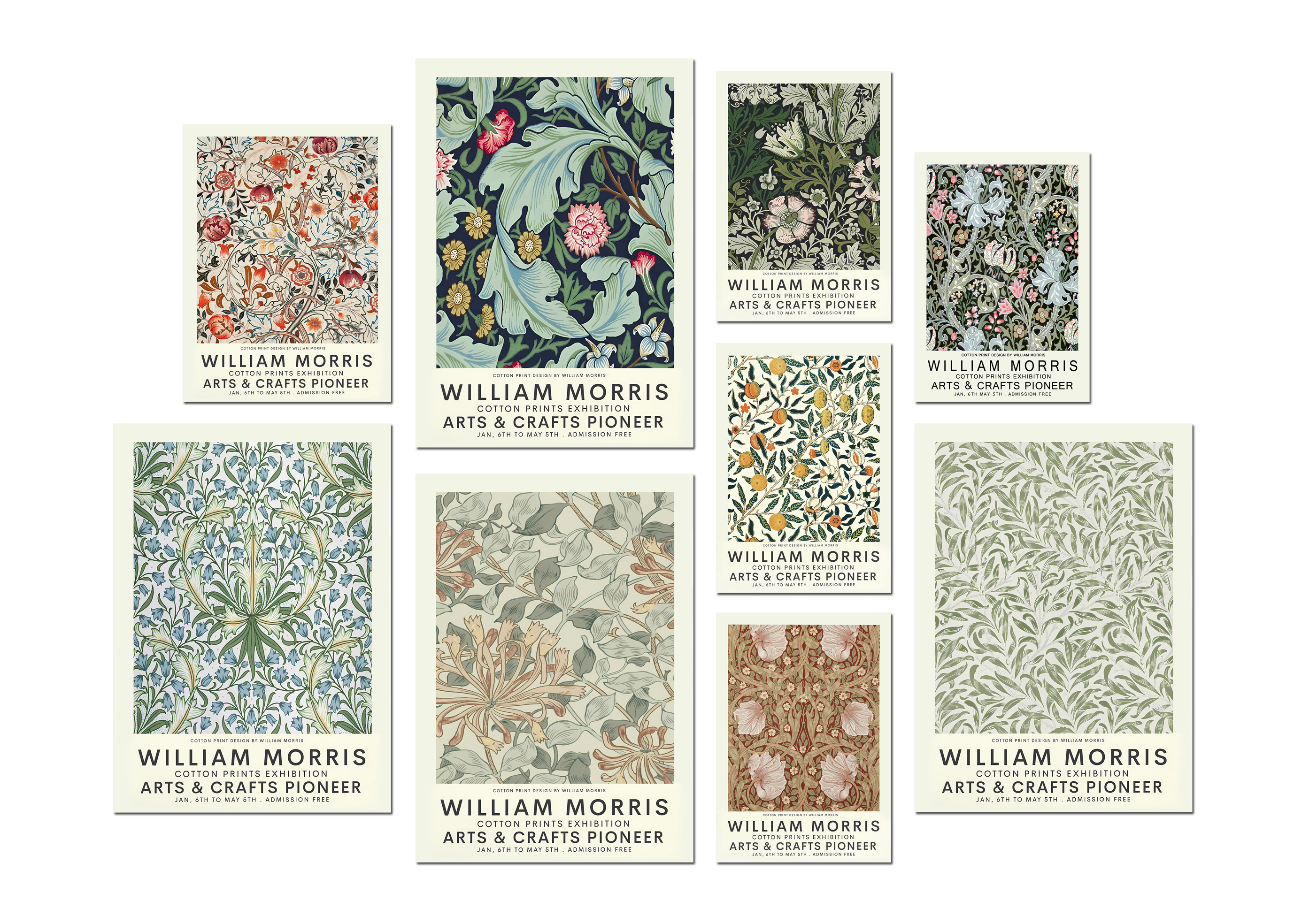 Plakat - WILLIAM MORRIS / ARTS & CRAFTS PIONEER / Satz von 9