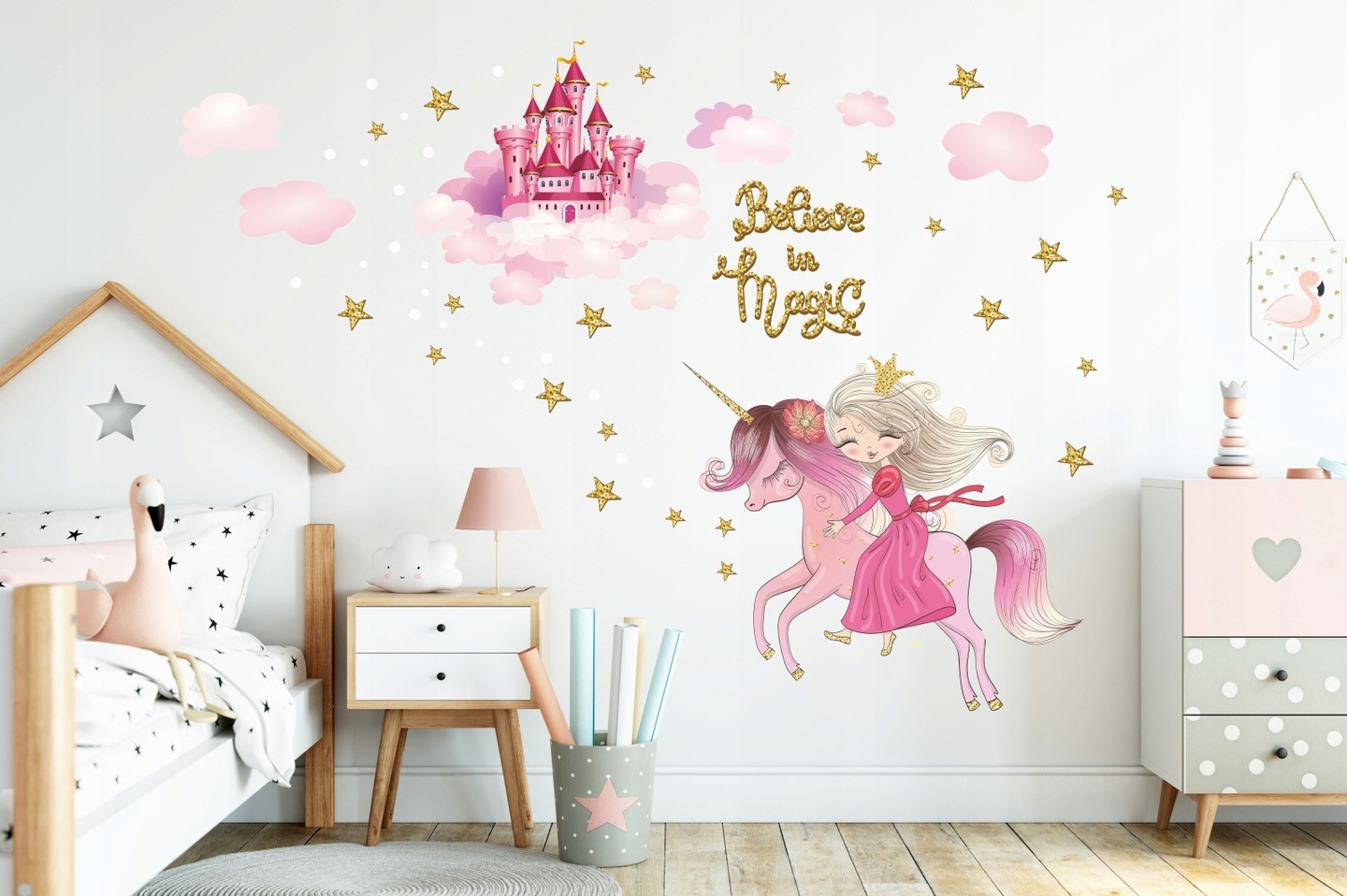 Wandtattoo - Prinzessin und Einhorn