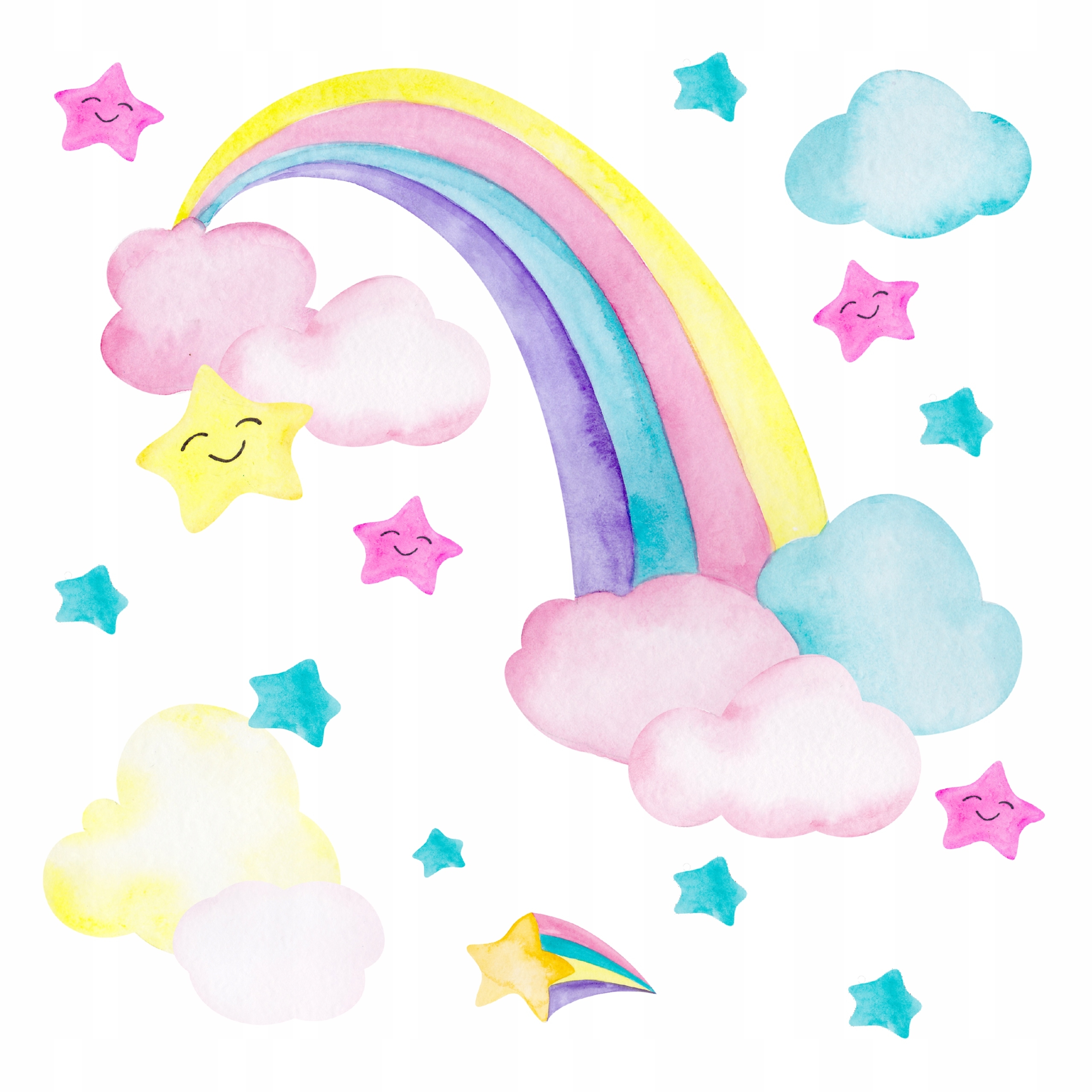 Wandtattoo - Regenbogen-Wolken-Sterne