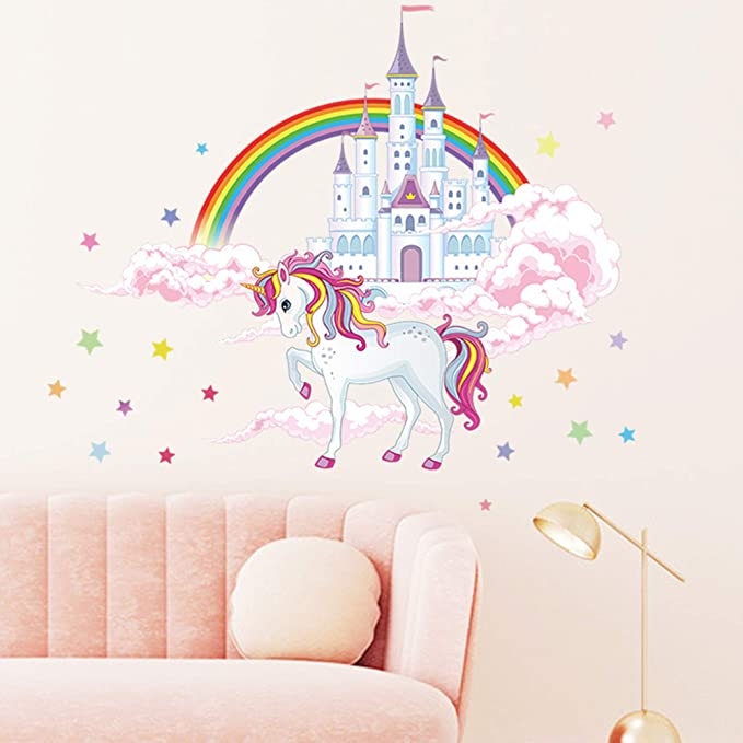 Wandtattoo - Einhorn und Burg