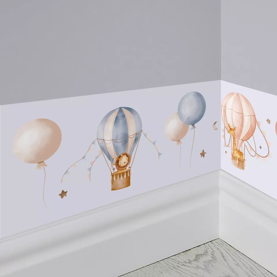 Wandtattoo - Heißluftballon Grenze / Lavendel
