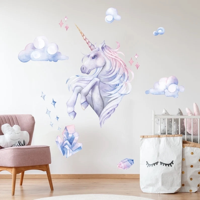 Wandtattoo - Magisches Einhorn mit Wolken