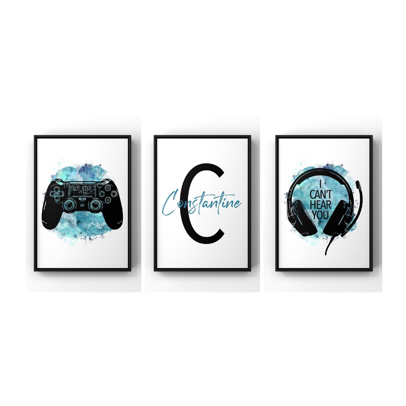 Poster - PS4-Controller und Headset / Personalisiert / 3er-Set