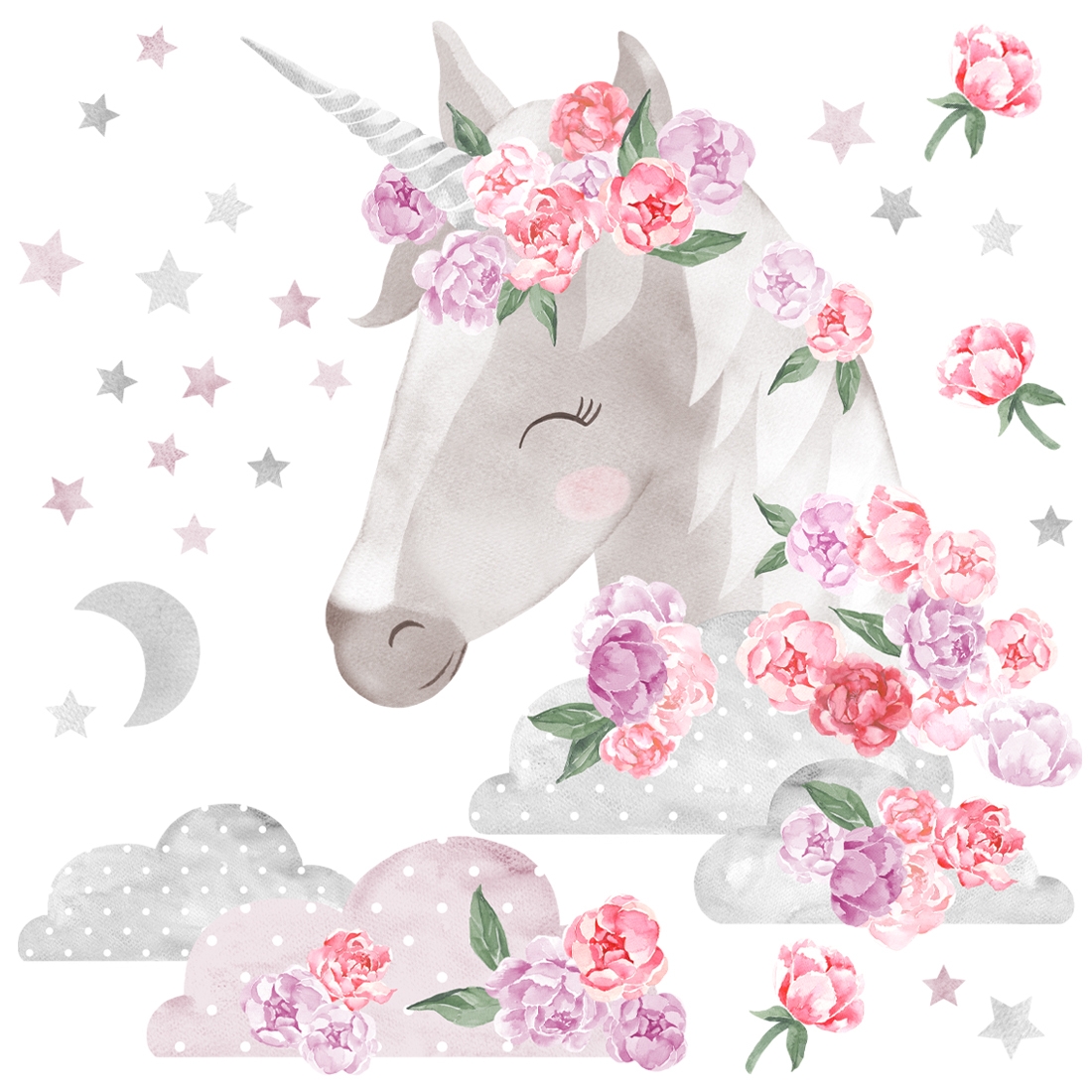 Wandtattoo - Schlafender Hase / Rosa