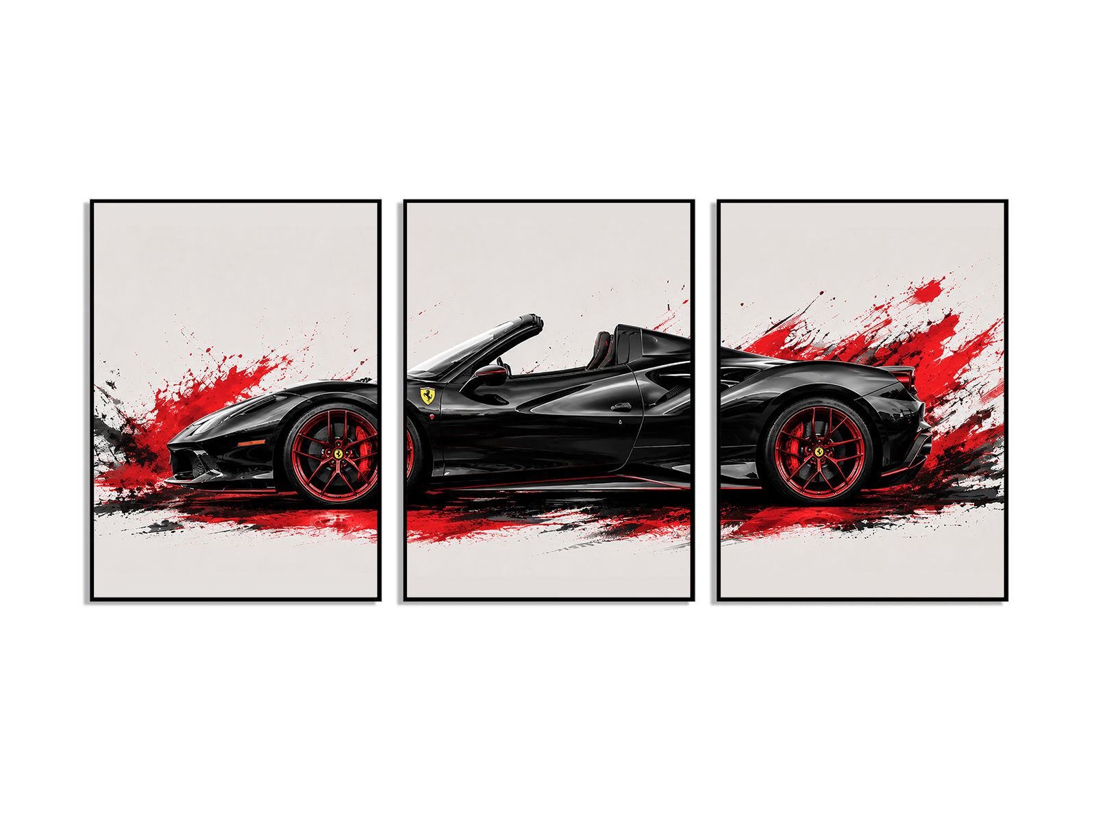 Poster - Roter Spritzauto - Set aus 3