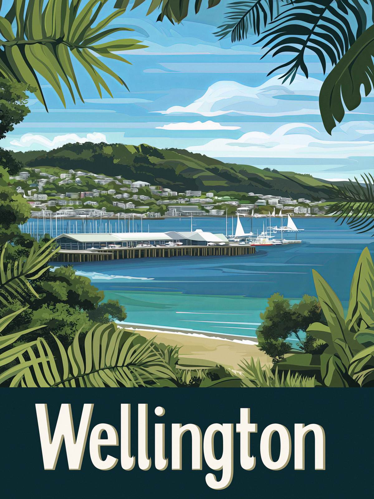 Poster - Wellington Küstenausblick