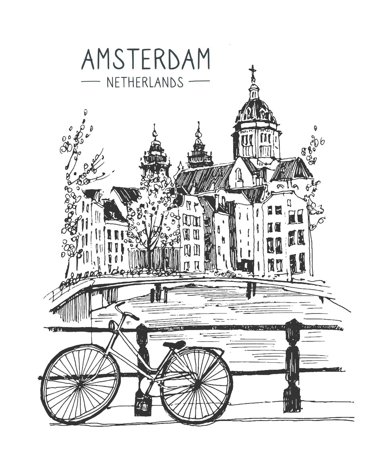 Amsterdam Stadtlandschaft Wandposter