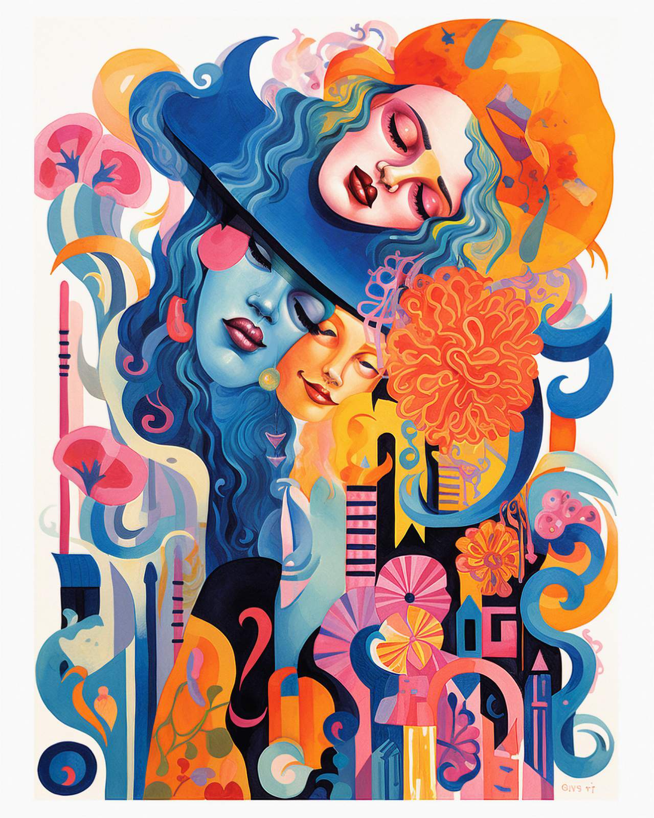 Poster - Bunte Gesichter Kunstwerk
