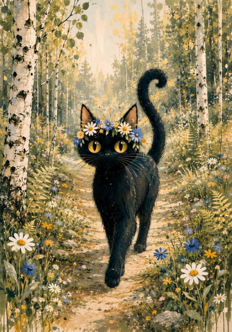 Poster - Verzauberter Waldkatze