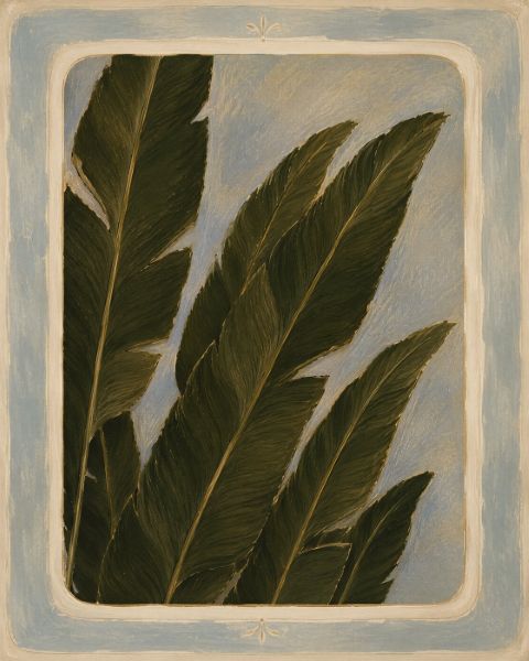 Poster - Blattkunst auf Blau