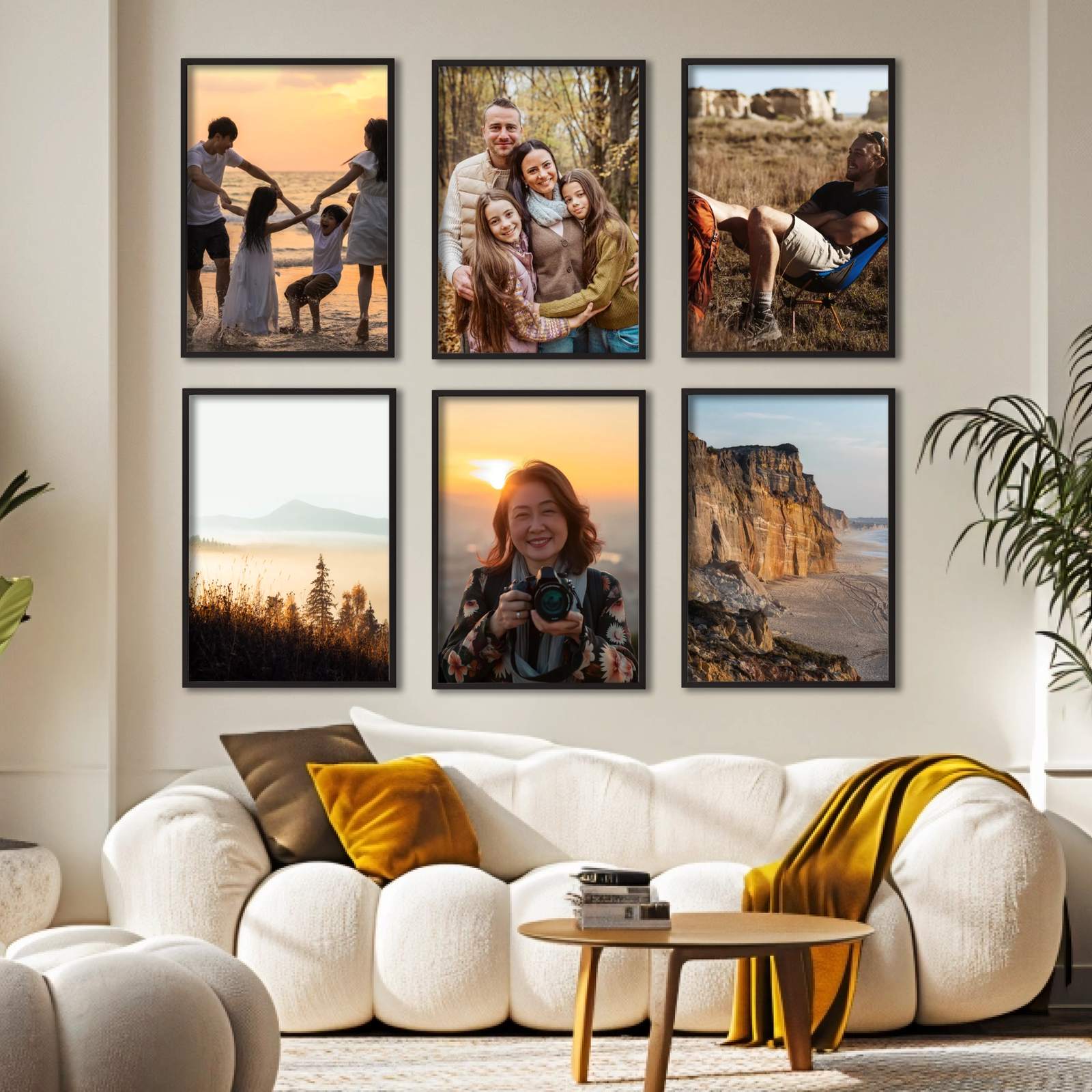 Galeriewand – Foto hochladen – 6 Poster mit Rahmen