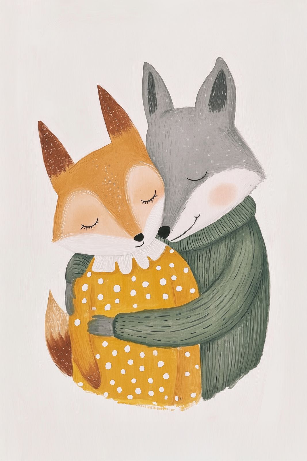 Poster - Fuchs und Wolf Umarmung