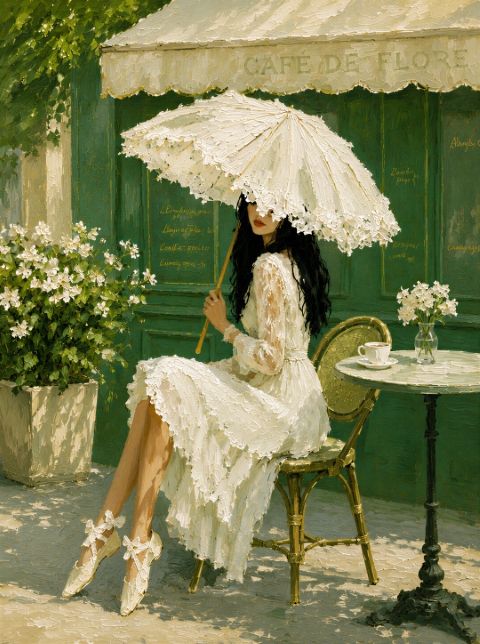 Poster - Elegantes Sommercafé