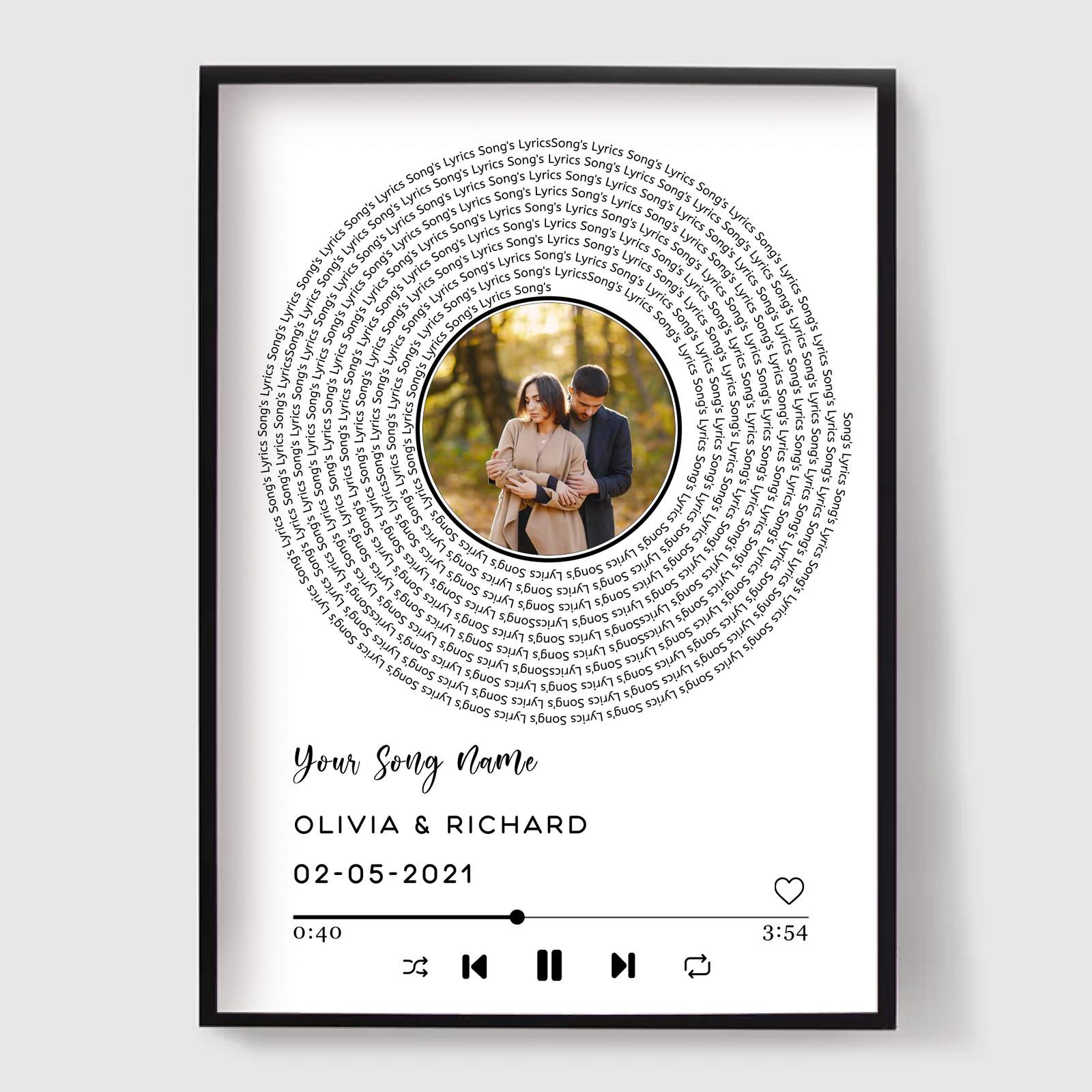 Personalisiertes Poster - Unser Lied mit Wiedergabesteuerung