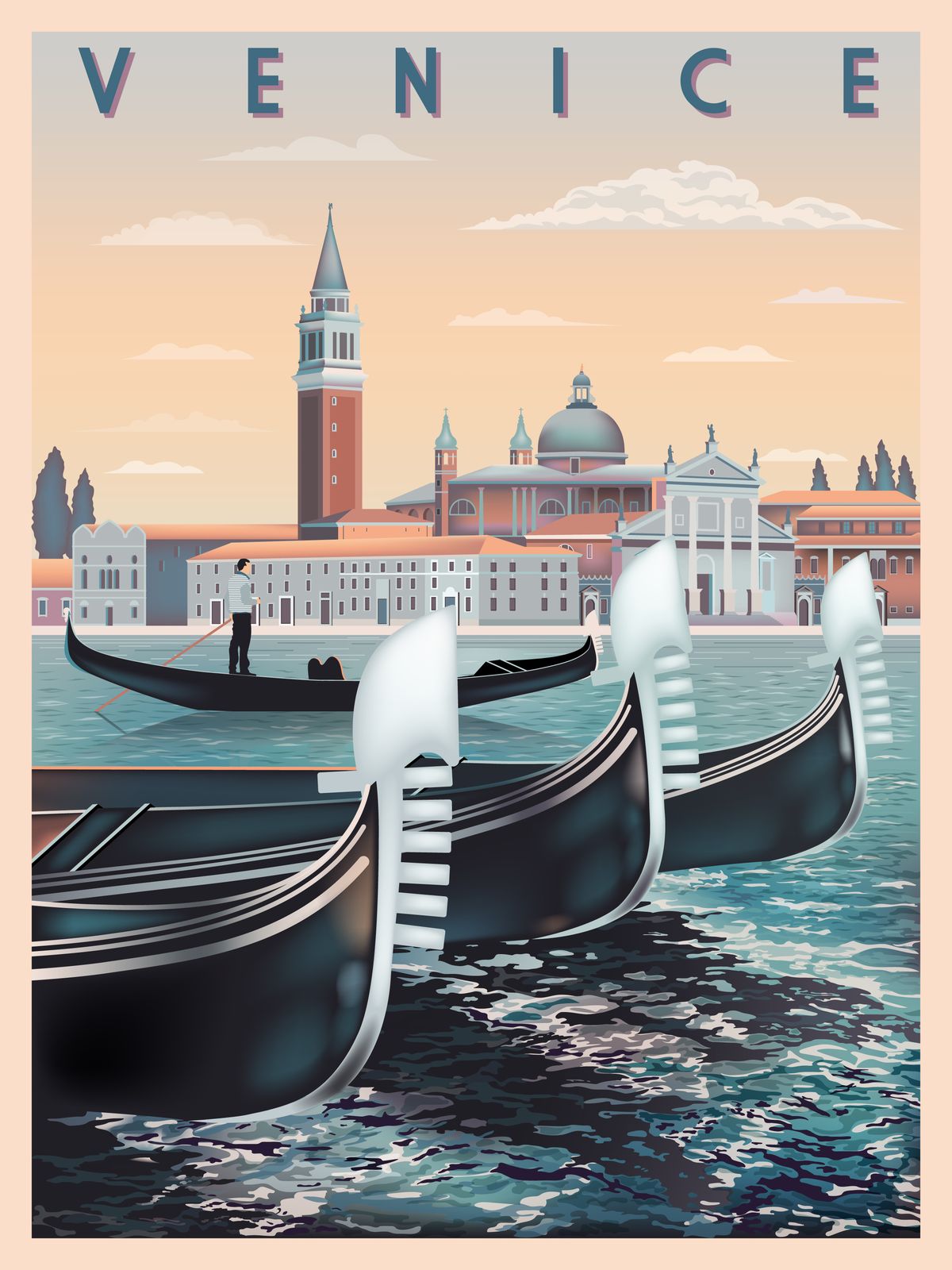 Venezianische Gondeln Wandposter