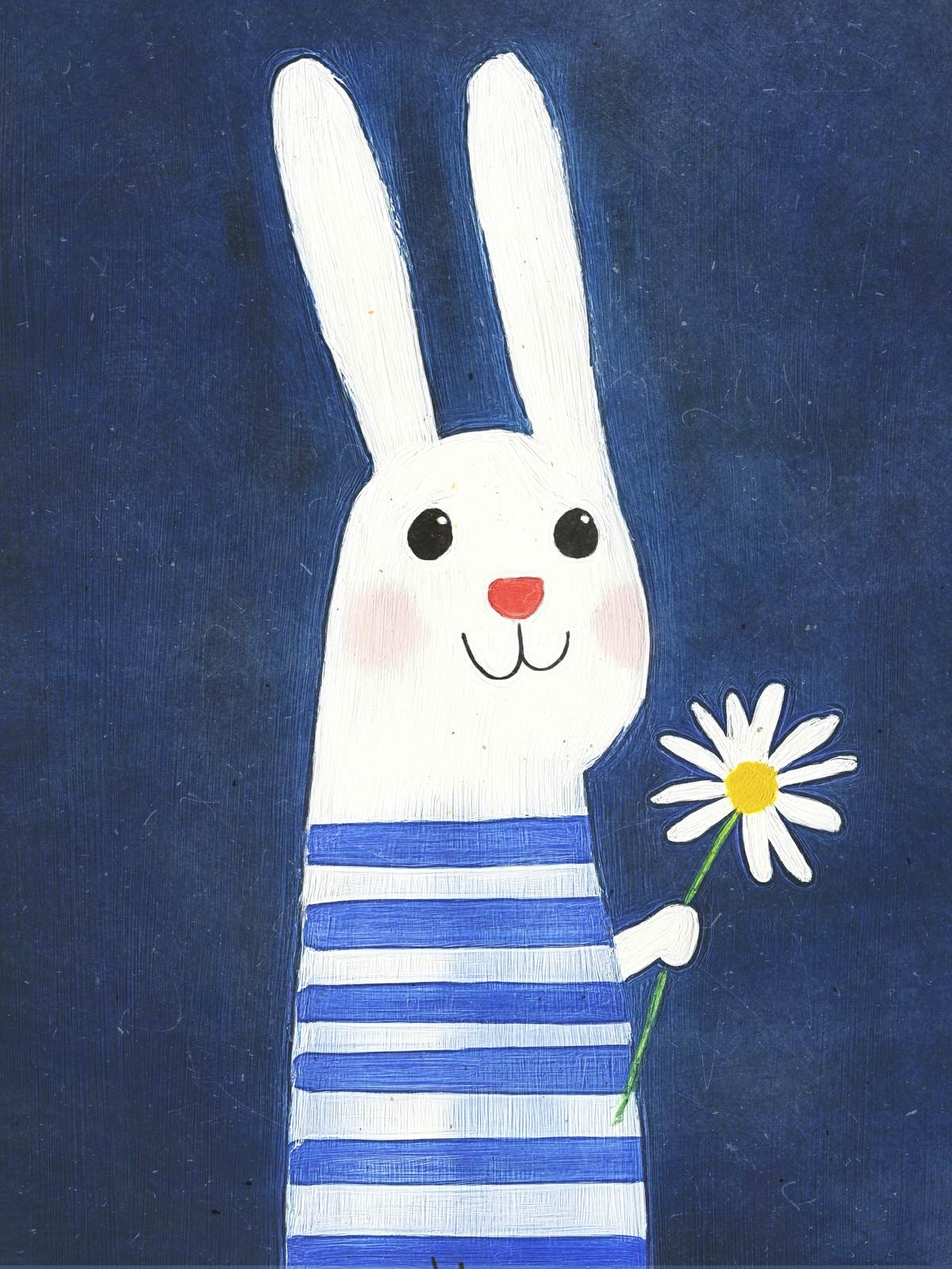Poster - Kaninchen mit Blume
