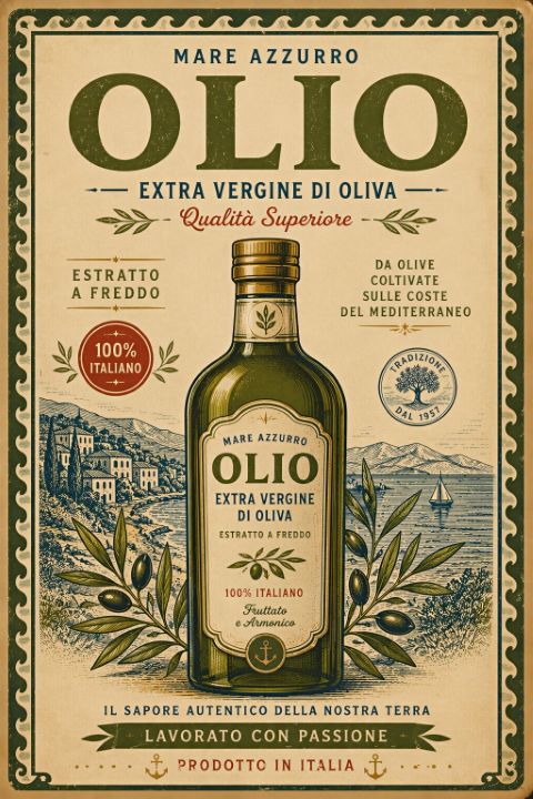 Poster - Italienisches Olivenöl-Design