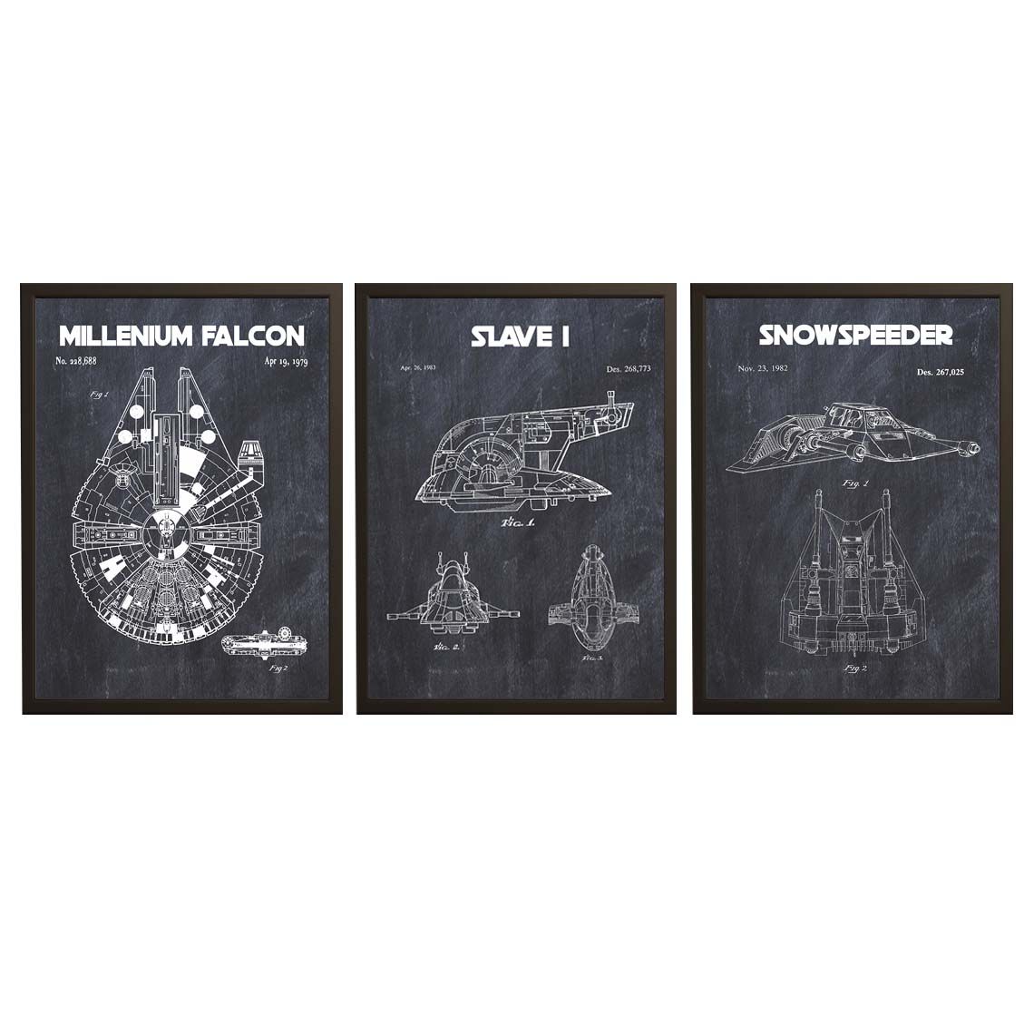 Patentzeichnung Poster - Millennium Falcon Set of 3