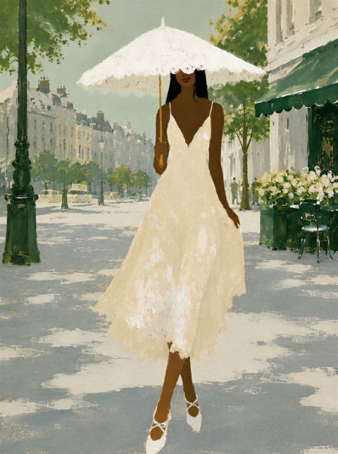 Poster - Spaziergang Dame in Paris
