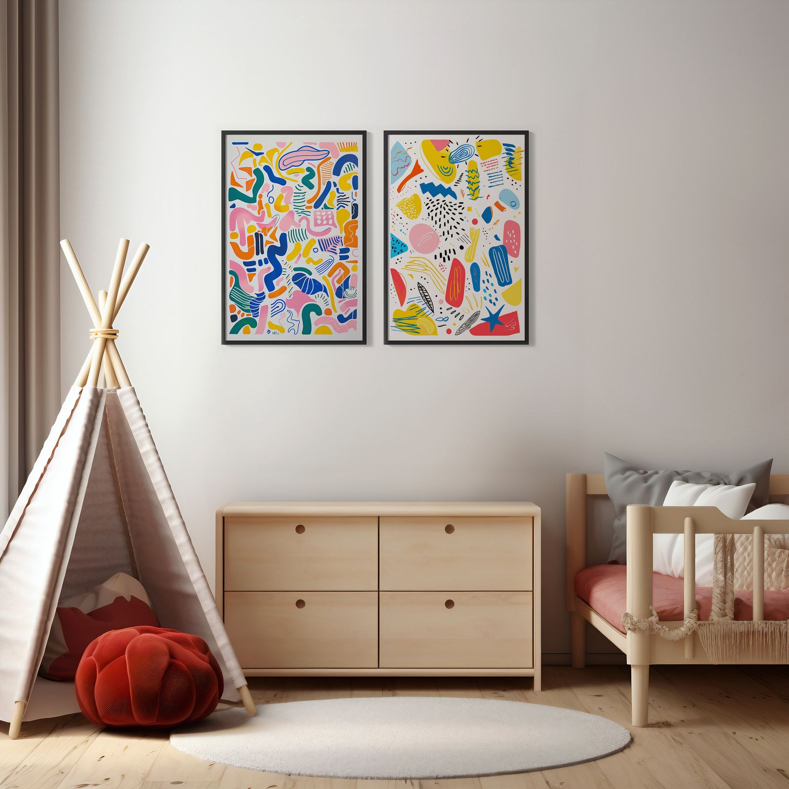 Poster - Bunte Abstrakte Kunst / Set von 2