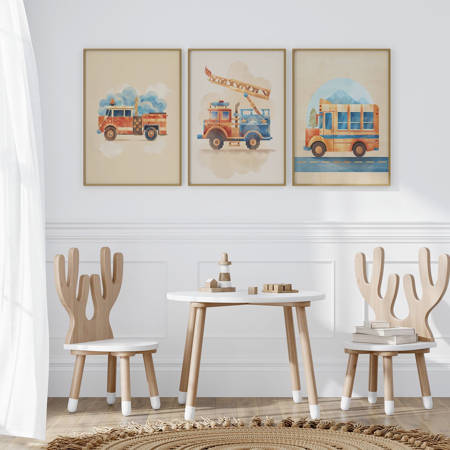 Poster - Bunte Lastwagen / Set von 3