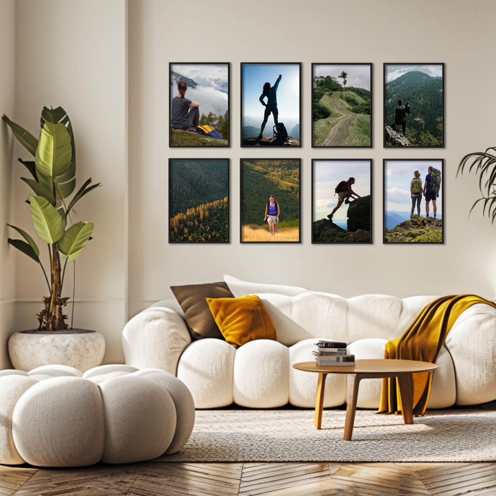 Galeriewand – Foto hochladen – 8 Poster mit Rahmen