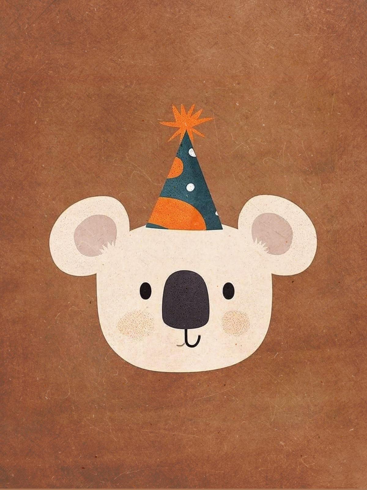 Poster - Koala mit Partyhut