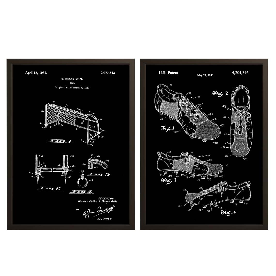 Patentskizzenposter - Fußballausrüstung / Set aus 2