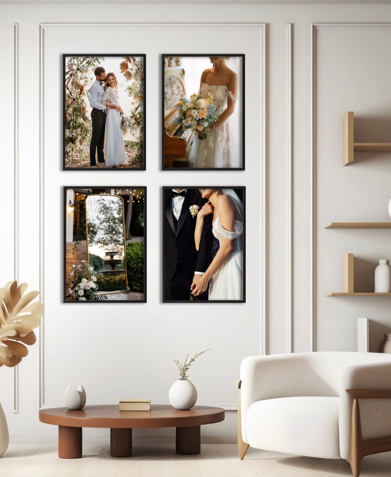 Galeriewand – Foto hochladen – 4 Poster mit Rahmen