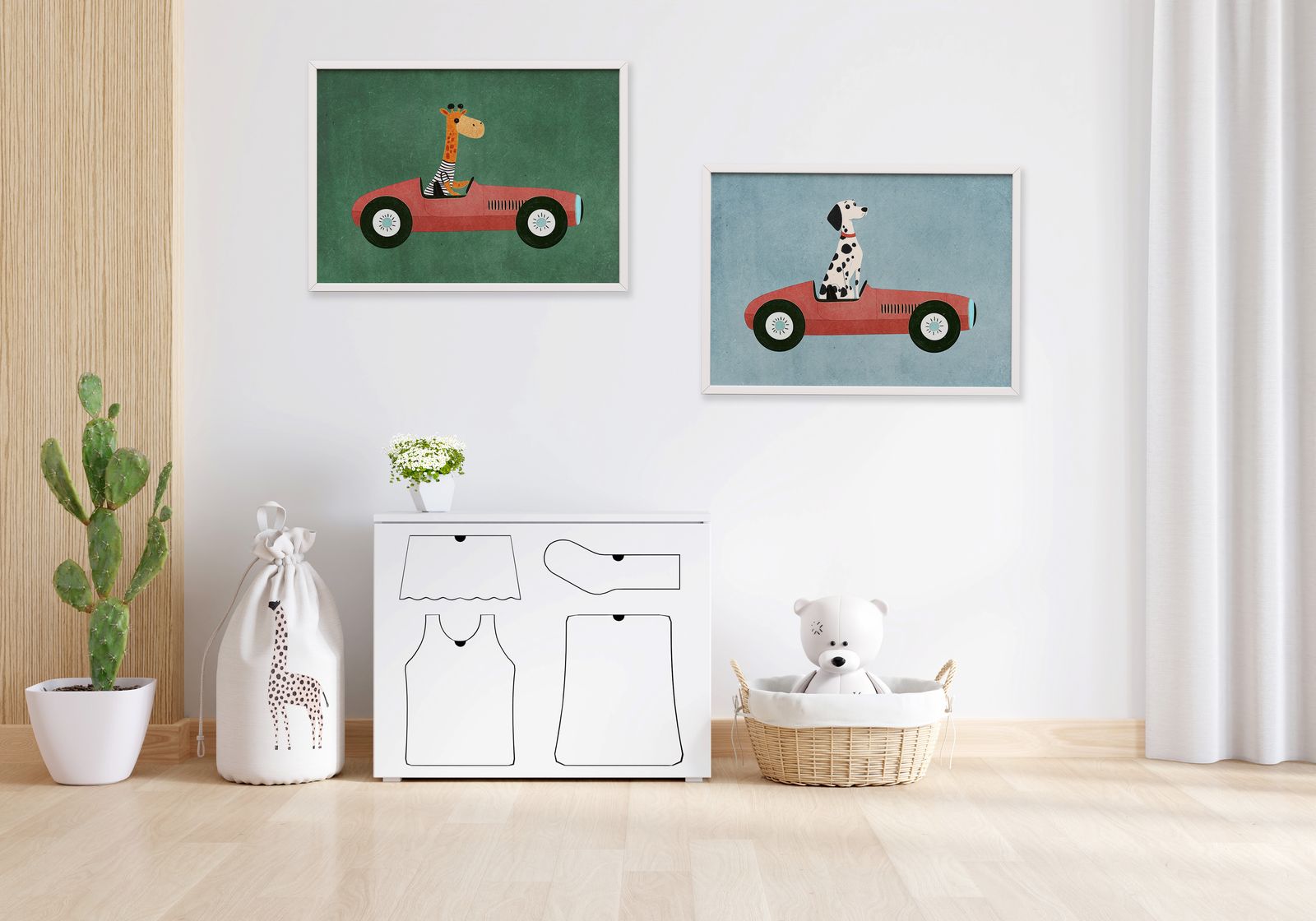 Poster - Tiere in Autos / Set von 2