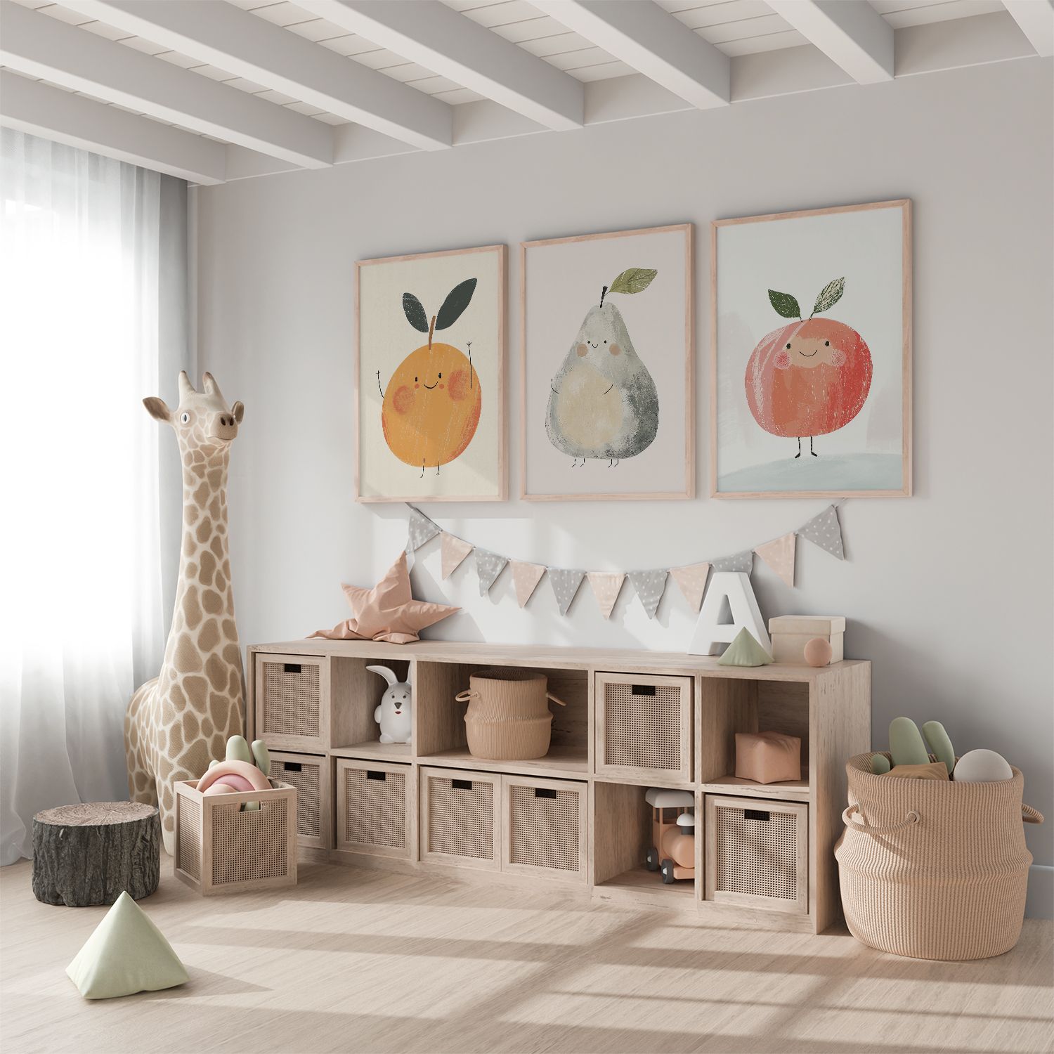 Poster - Süße Fruchtfiguren / Set aus 3