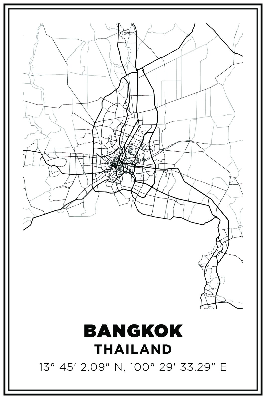 Bangkok Karte Poster