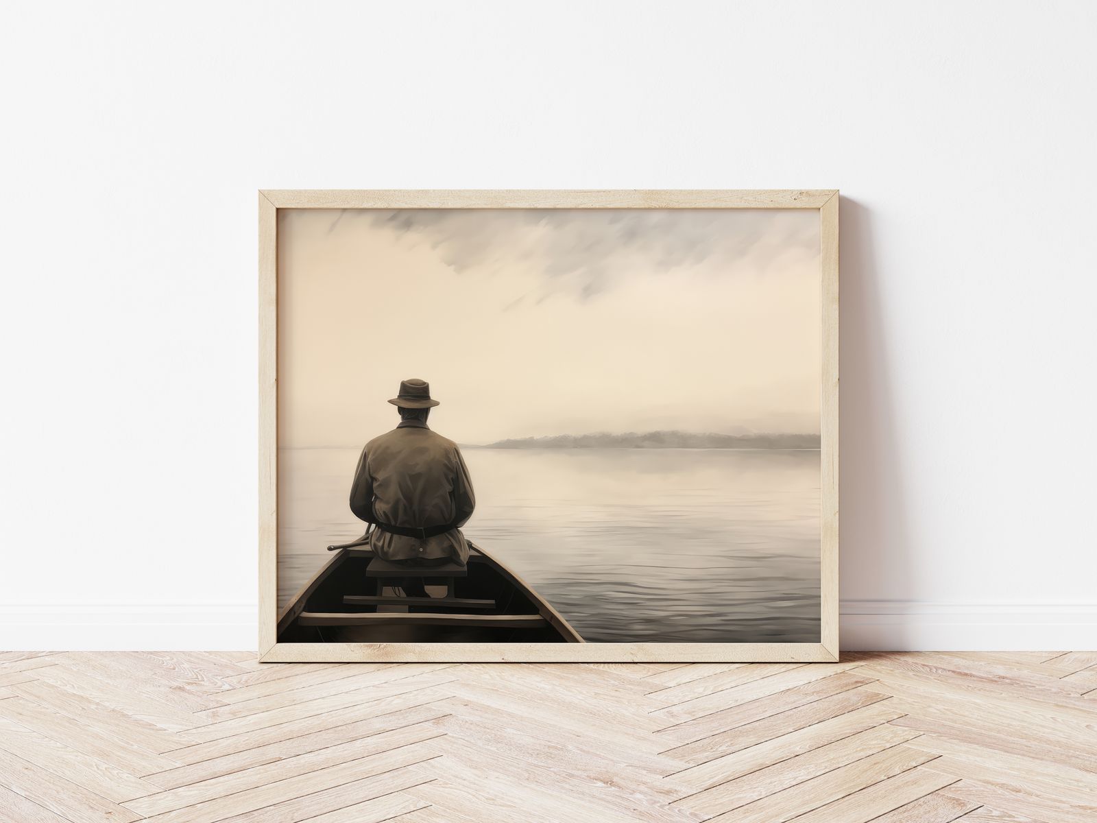 Poster - Mann in einem Boot