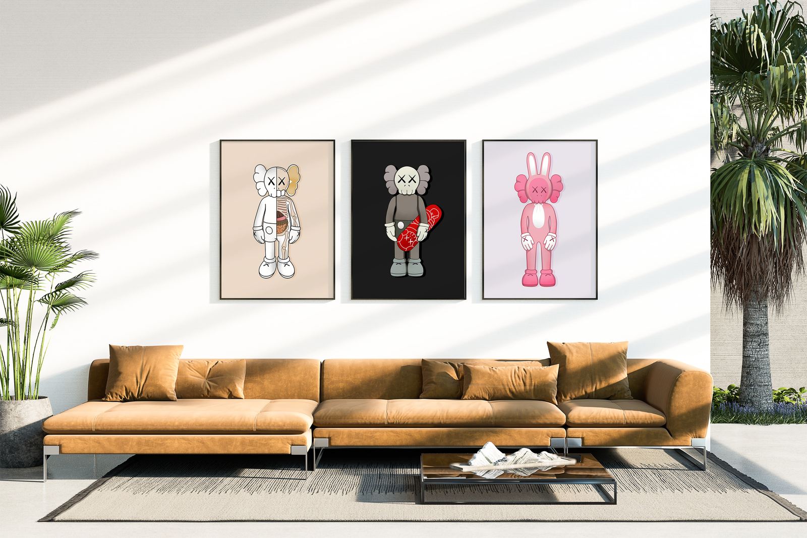 Poster - KAWS Inspirierte Kunst Set von 3