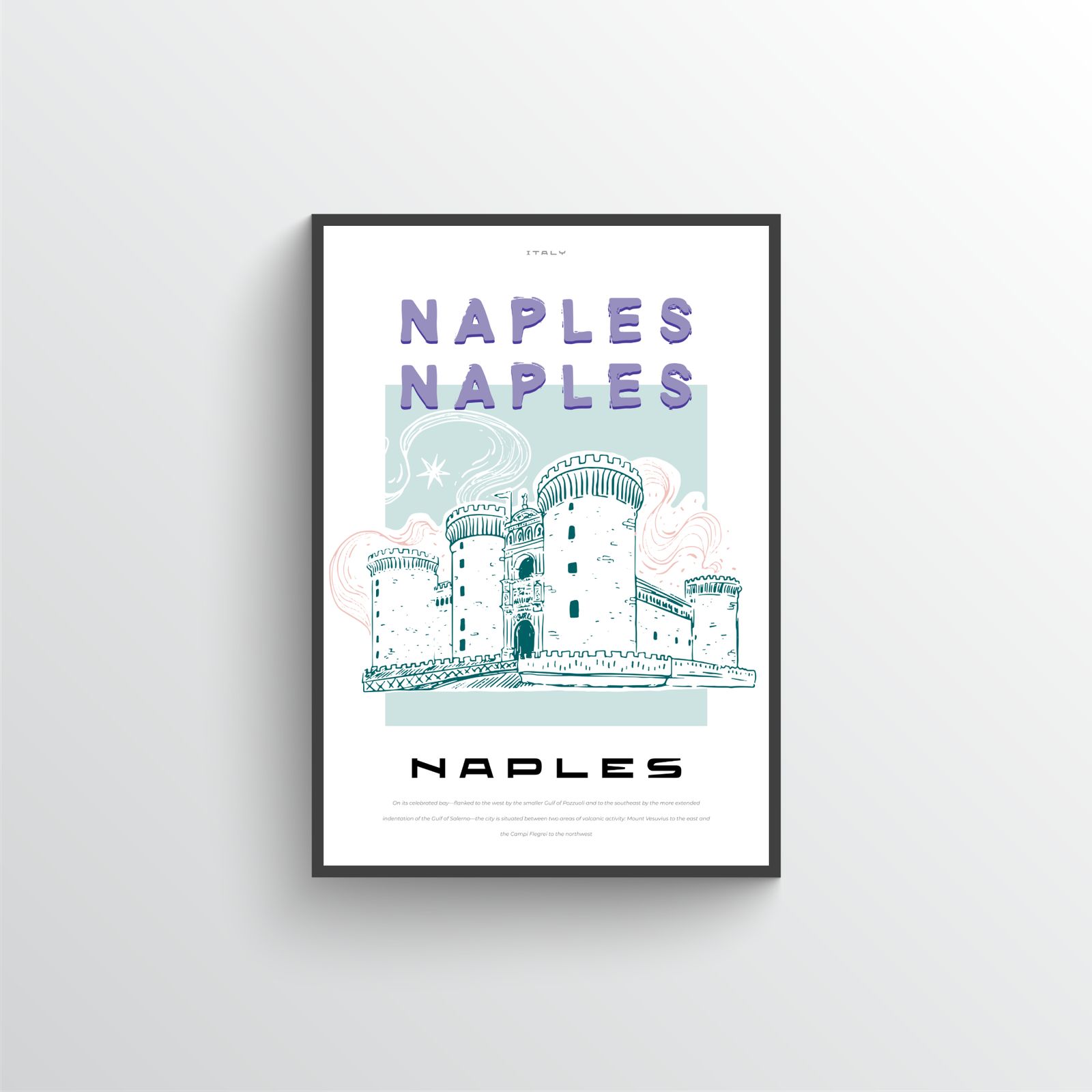 Neapel Poster mit Schloss Illustration