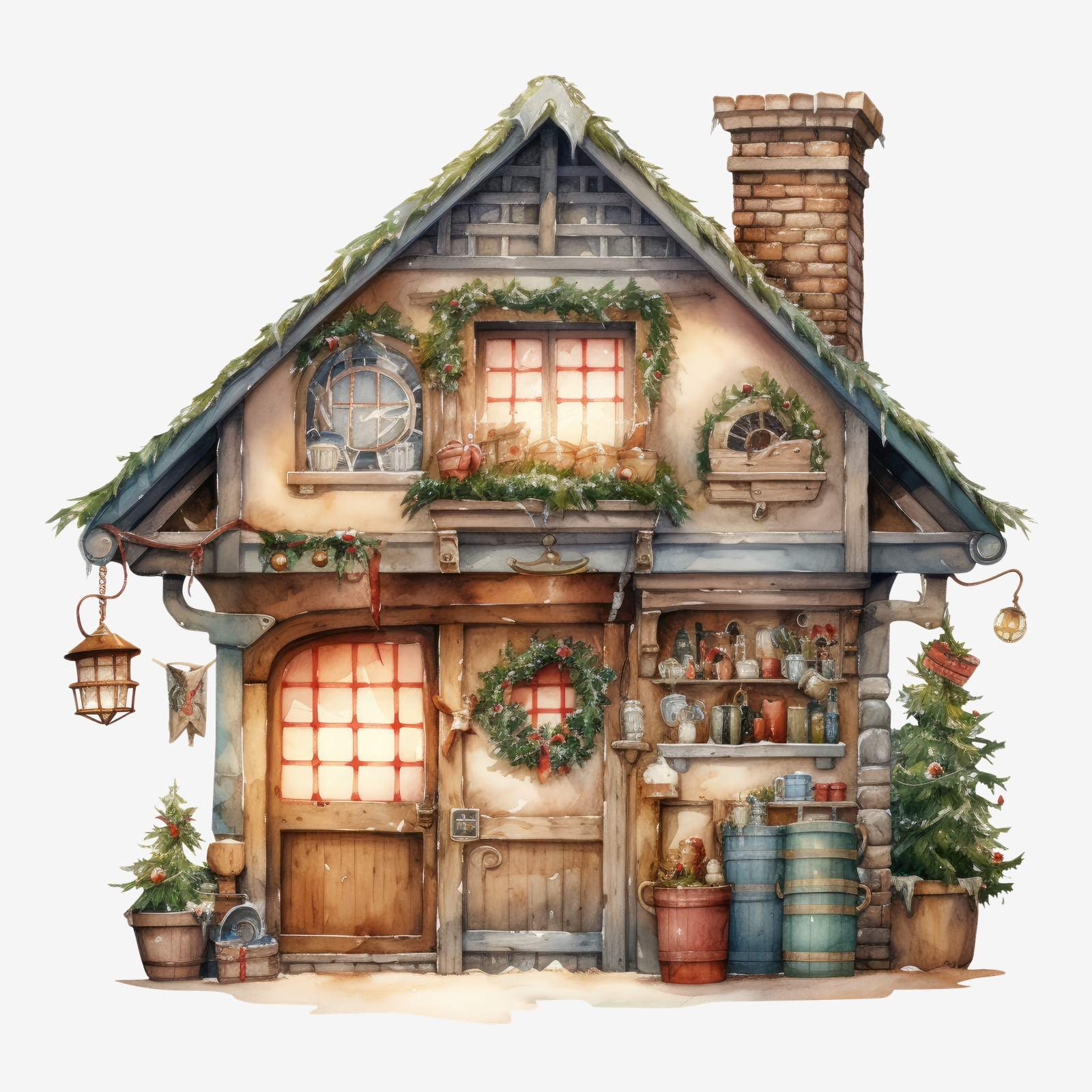 Weihnachts-Hütte Aufkleber