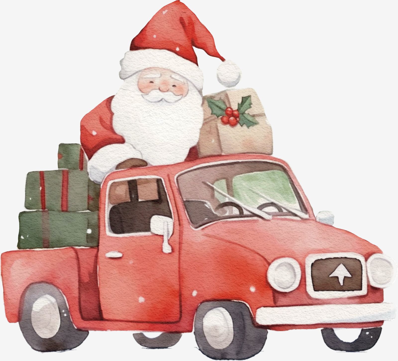 Weihnachtsmann auf Rotem Lastwagen Aufkleber