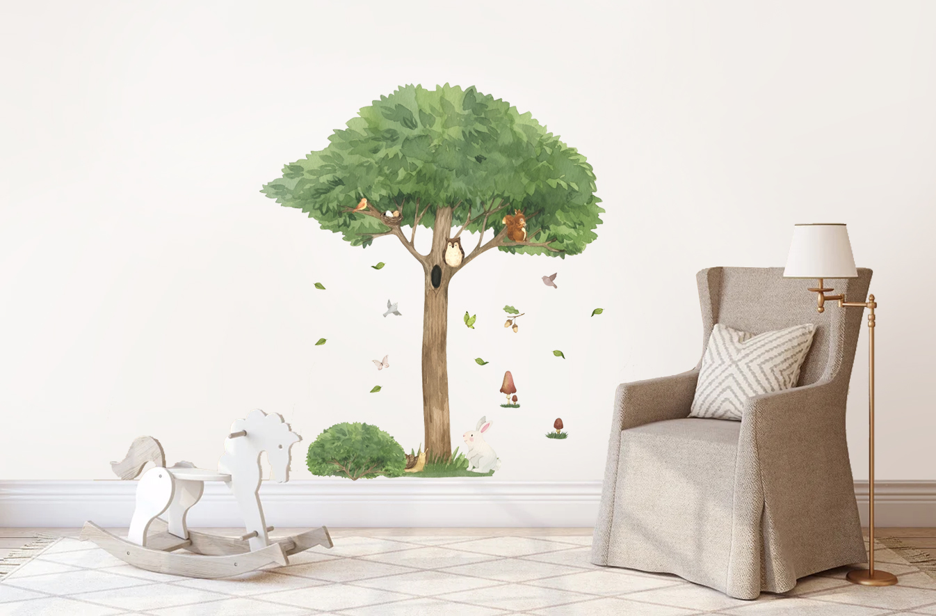Wandsticker -Baum und Tiere